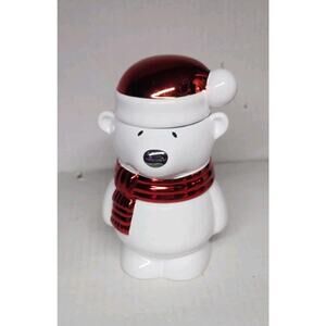 Slatkin &Co Bath and Body works Paws the Polar Bear Jar candle Holder 2009 7"